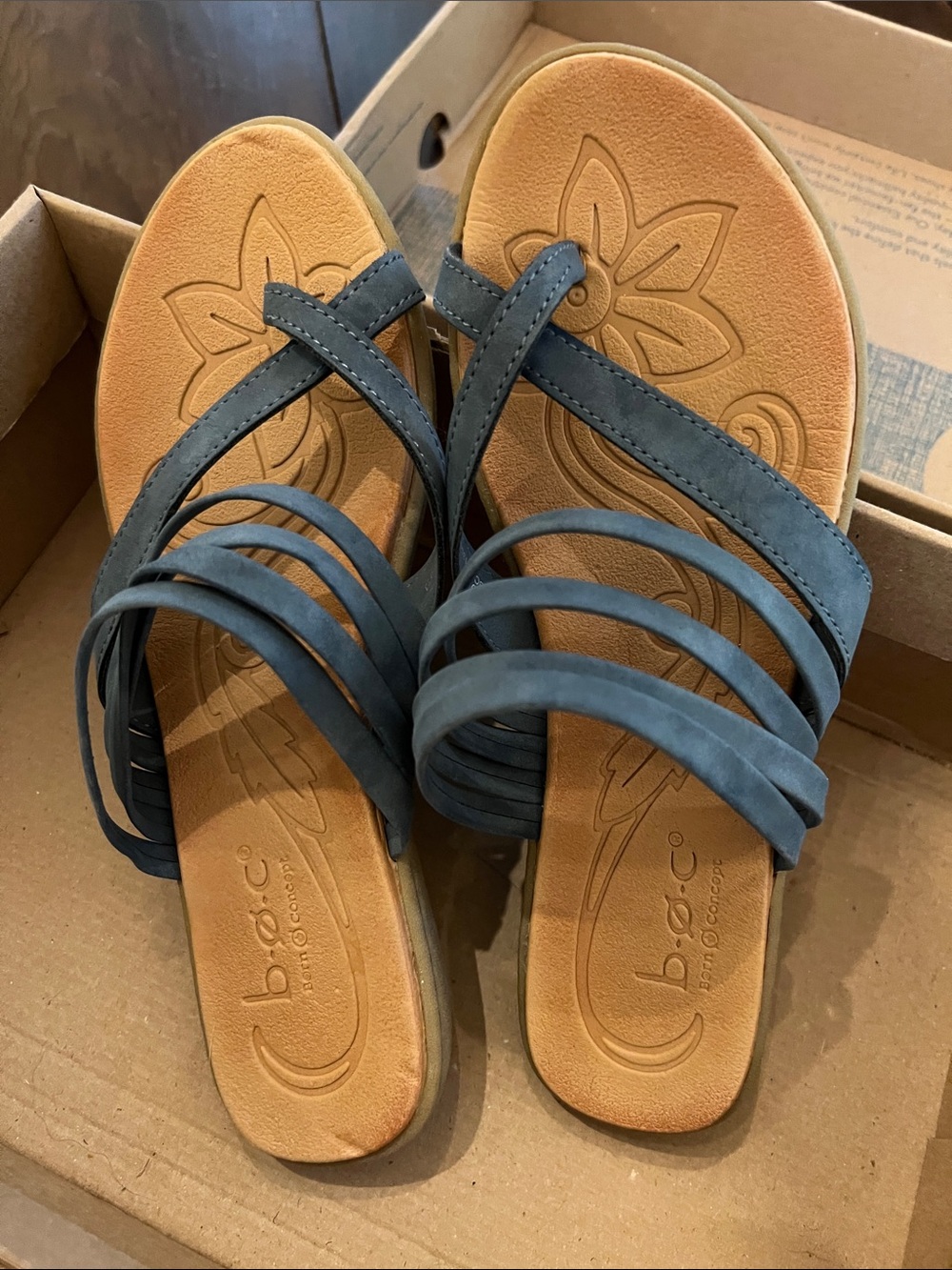 b.o.c. Strappy Navy Blue Slide Sandals